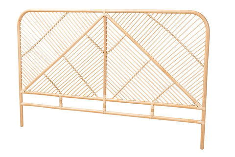 bali & pari Walid Modern Bohemian Natural Brown Rattan Queen Size Standalone Headboard