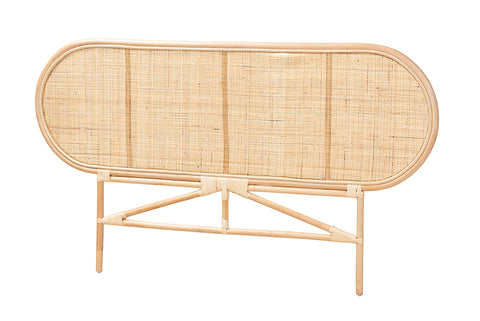 bali & pari Reegan Modern Bohemian Natural Brown Rattan Queen Size Standalone Headboard