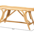 bali & pari Septa Modern Bohemian Natural Brown Rattan Accent Bench