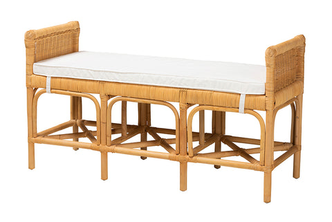 bali & pari Nairi Modern Bohemian Natural Brown Rattan Bench