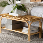 bali & pari Himari Modern Bohemian Natural Brown Rattan Accent Bench