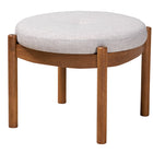 Baxton Studio Iliana Japandi Greyish Beige Fabric and Walnut Brown Finished Wood Ottoman Footstool
