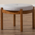 Baxton Studio Iliana Japandi Greyish Beige Fabric and Walnut Brown Finished Wood Ottoman Footstool