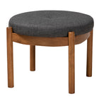 Baxton Studio Iliana Japandi Dark Grey Fabric and Walnut Brown Finished Wood Ottoman Footstool