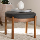 Baxton Studio Iliana Japandi Dark Grey Fabric and Walnut Brown Finished Wood Ottoman Footstool