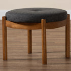 Baxton Studio Iliana Japandi Dark Grey Fabric and Walnut Brown Finished Wood Ottoman Footstool