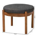 Baxton Studio Iliana Japandi Dark Grey Fabric and Walnut Brown Finished Wood Ottoman Footstool