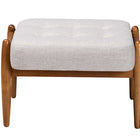 Baxton Studio Jeanine Japandi Greyish Beige Fabric and Walnut Brown Finished Wood Ottoman Footstool