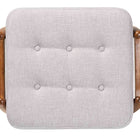 Baxton Studio Jeanine Japandi Greyish Beige Fabric and Walnut Brown Finished Wood Ottoman Footstool