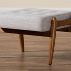 Baxton Studio Jeanine Japandi Greyish Beige Fabric and Walnut Brown Finished Wood Ottoman Footstool
