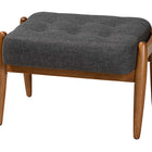 Baxton Studio Jeanine Japandi Dark Grey Fabric and Walnut Brown Finished Wood Ottoman Footstool