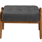 Baxton Studio Jeanine Japandi Dark Grey Fabric and Walnut Brown Finished Wood Ottoman Footstool