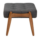 Baxton Studio Jeanine Japandi Dark Grey Fabric and Walnut Brown Finished Wood Ottoman Footstool