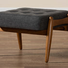 Baxton Studio Jeanine Japandi Dark Grey Fabric and Walnut Brown Finished Wood Ottoman Footstool