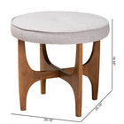 Baxton Studio Theo Japandi Greyish Beige Fabric and Walnut Brown Finished Wood Ottoman Footstool