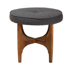 Baxton Studio Theo Japandi Dark Grey Fabric and Walnut Brown Finished Wood Ottoman Footstool