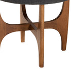 Baxton Studio Theo Japandi Dark Grey Fabric and Walnut Brown Finished Wood Ottoman Footstool