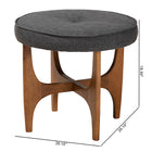 Baxton Studio Theo Japandi Dark Grey Fabric and Walnut Brown Finished Wood Ottoman Footstool