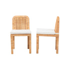 bali & pari Zariah Modern Bohemian Natural Brown Rattan and Mahogany Wood 2-Piece Dining Chair Set