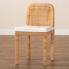 bali & pari Zariah Modern Bohemian Natural Brown Rattan and Mahogany Wood 2-Piece Dining Chair Set
