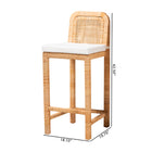 bali & pari Zariah Modern Bohemian Natural Brown Rattan and Mahogany Wood Bar Stool