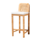bali & pari Zariah Modern Bohemian Natural Brown Rattan and Mahogany Wood Bar Stool