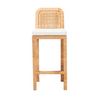 bali & pari Zariah Modern Bohemian Natural Brown Rattan and Mahogany Wood Bar Stool