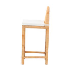 bali & pari Zariah Modern Bohemian Natural Brown Rattan and Mahogany Wood Bar Stool