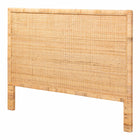 bali & pari Adelyn Modern Bohemian Natural Brown Rattan and Mahogany Wood Queen Size Headboard