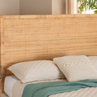 bali & pari Adelyn Modern Bohemian Natural Brown Rattan and Mahogany Wood Queen Size Headboard