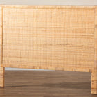 bali & pari Adelyn Modern Bohemian Natural Brown Rattan and Mahogany Wood King Size Headboard