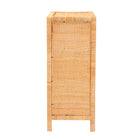 bali & pari Vaere Modern Bohemian Natural Brown Rattan and Mahogany Wood Storage Cabinet