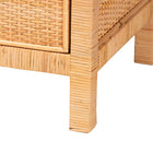 bali & pari Vaere Modern Bohemian Natural Brown Rattan and Mahogany Wood Storage Cabinet