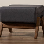 Baxton Studio Hanson Mid-Century Modern Dark Grey Fabric and Walnut Brown Finished Wood Ottoman