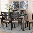 Baxton Studio Olympia Modern Beige Fabric and Espresso Brown Finished Wood 7-Piece Dining Set