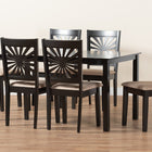 Baxton Studio Olympia Modern Beige Fabric and Espresso Brown Finished Wood 7-Piece Dining Set