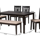 Baxton Studio Olympia Modern Beige Fabric and Espresso Brown Finished Wood 6-Piece Dining Set