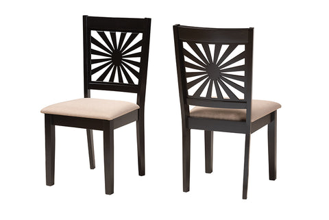Baxton Studio Olympia Modern Beige Fabric and Espresso Brown Finished Wood Dining Chair