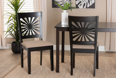 Baxton Studio Olympia Modern Beige Fabric and Espresso Brown Finished Wood Dining Chair