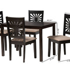 Baxton Studio Olympia Modern Beige Fabric and Espresso Brown Finished Wood 5-Piece Dining Set