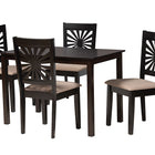 Baxton Studio Olympia Modern Beige Fabric and Espresso Brown Finished Wood 5-Piece Dining Set
