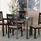 Baxton Studio Olympia Modern Beige Fabric and Espresso Brown Finished Wood 5-Piece Dining Set