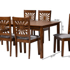 Baxton Studio Olympia Modern Grey Fabric and Walnut Brown Finished Wood 7-Piece Dining Set