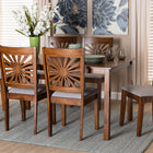 Baxton Studio Olympia Modern Grey Fabric and Walnut Brown Finished Wood 7-Piece Dining Set