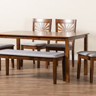 Baxton Studio Olympia Modern Grey Fabric and Walnut Brown Finished Wood 6-Piece Dining Set
