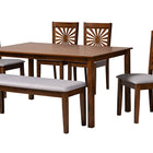 Baxton Studio Olympia Modern Grey Fabric and Walnut Brown Finished Wood 6-Piece Dining Set