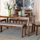 Baxton Studio Olympia Modern Grey Fabric and Walnut Brown Finished Wood 6-Piece Dining Set