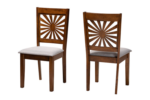 Baxton Studio Olympia Modern Grey Fabric and Walnut Brown Finished Wood Dining Chair