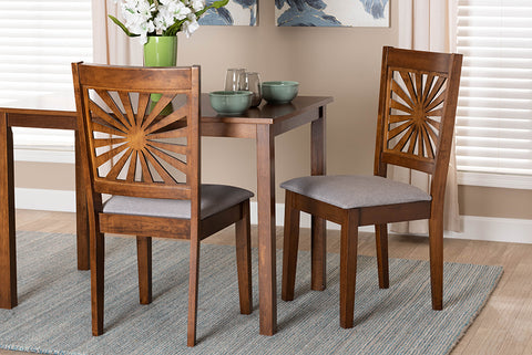 Baxton Studio Olympia Modern Grey Fabric and Walnut Brown Finished Wood Dining Chair