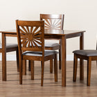Baxton Studio Olympia Modern Grey Fabric and Walnut Brown Finished Wood 5-Piece Dining Set